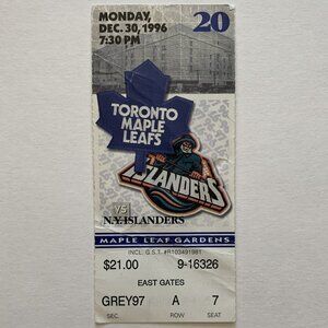 Toronto Maple Leafs vs New York Islanders @ Maple Leaf Gardens 1996 Ticket Stub